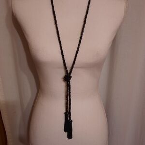 Simply Vera Vera Wang Black Beaded Tassel Necklace